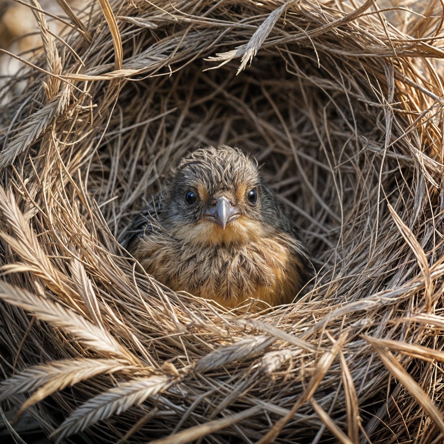 Bird in Feathered Nest: Cinematic Film Still