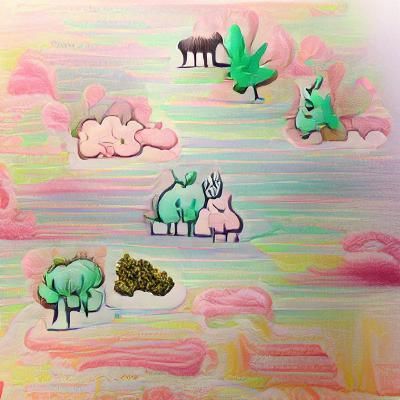 Pastel Forest Animals Smoking Weed: Dreamlike Art