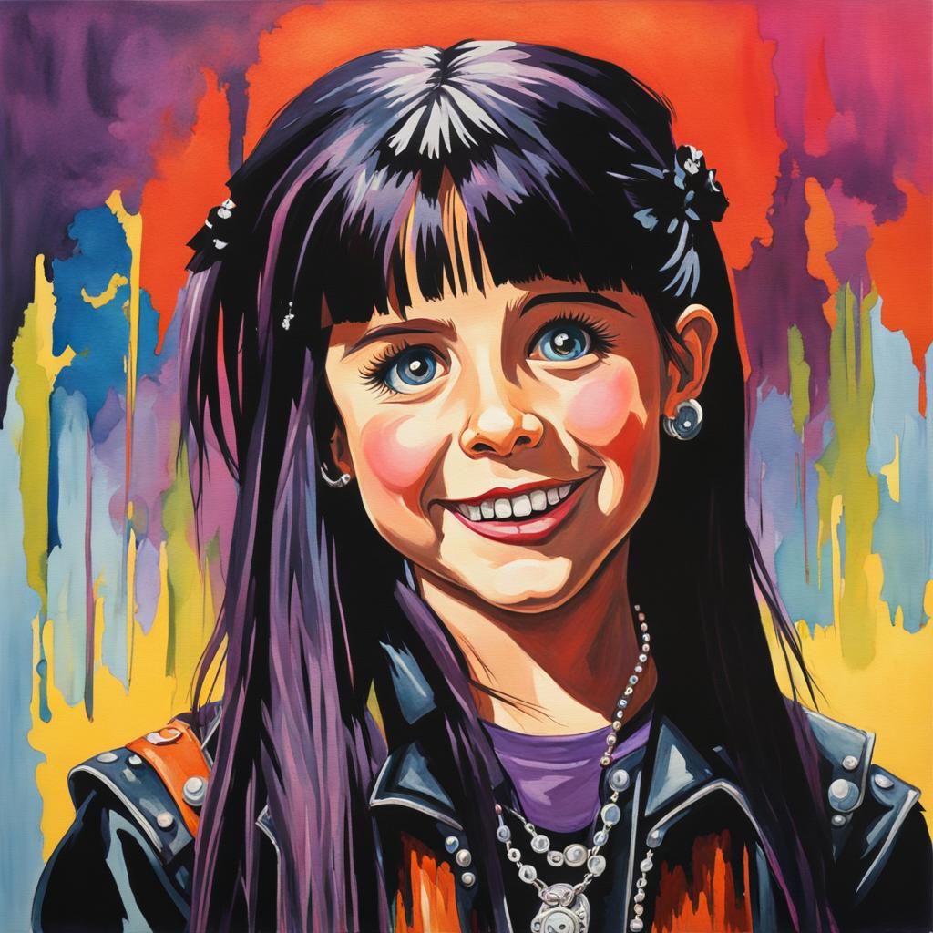 Goth Punky Brewster as Impressionist Gouache Painting