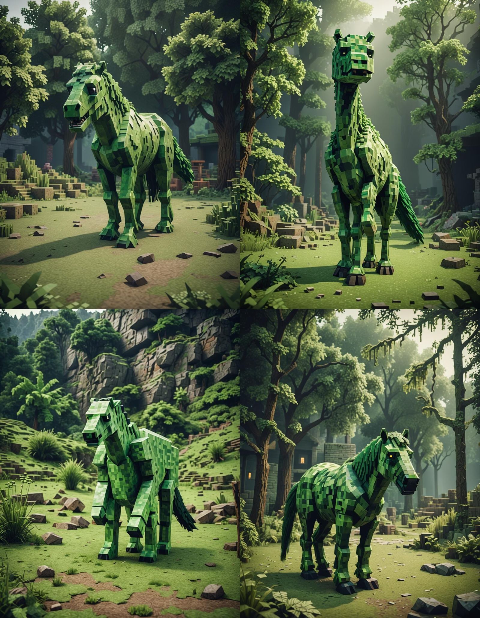 Photorealistic Horror Minecraft Creeper Monster