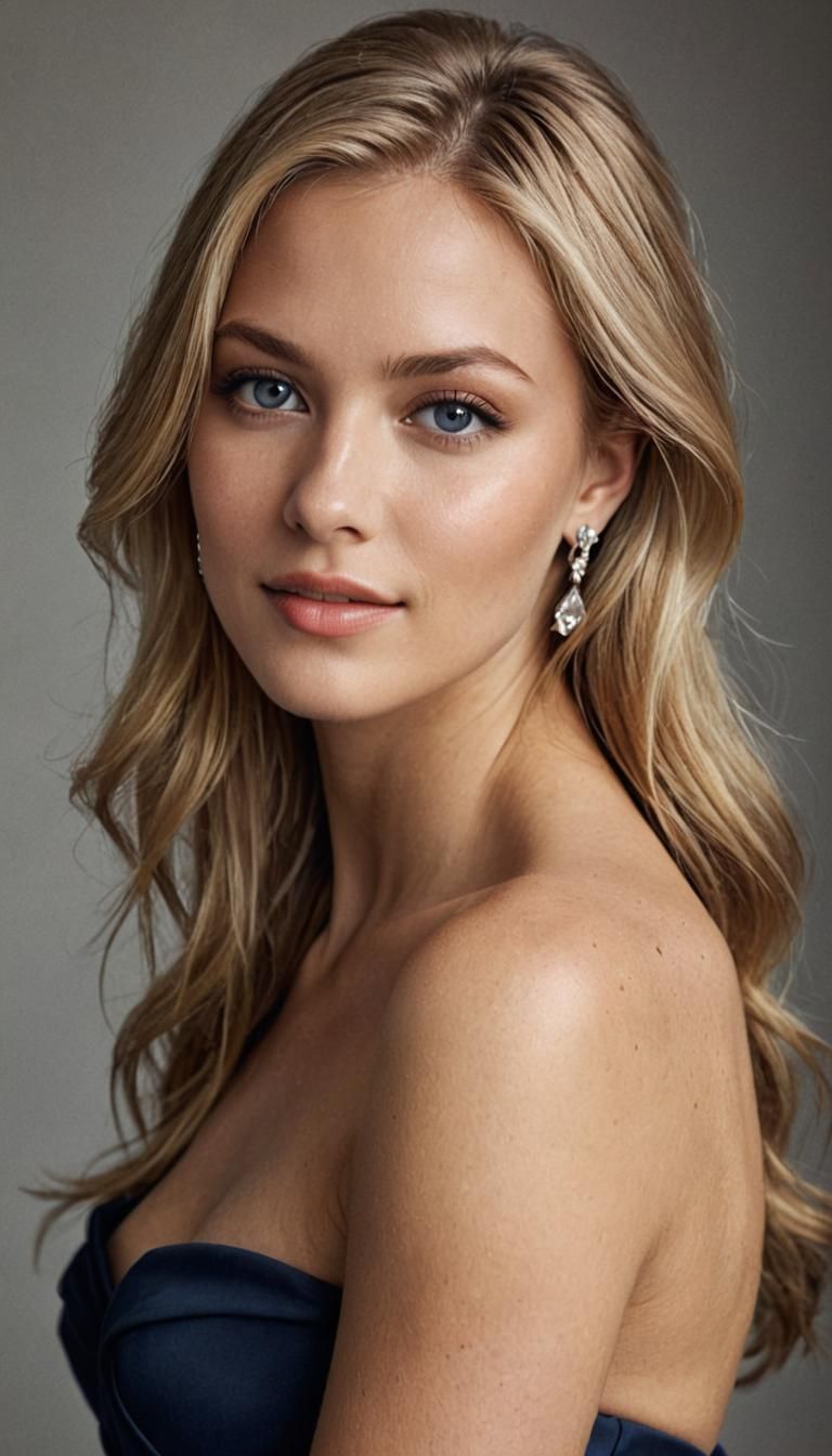 Dark Blue Evening Dress Side Portrait (revamped) 4