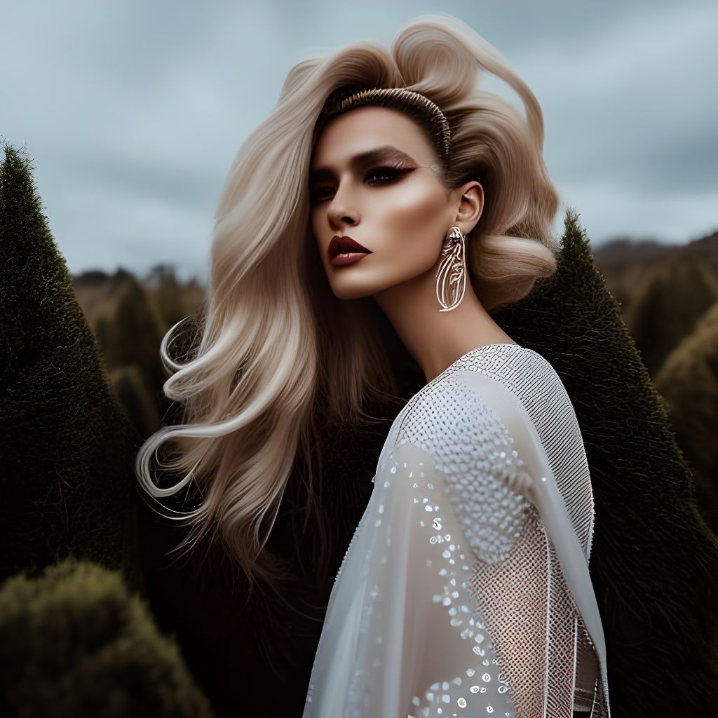 Y2K Fashion Icon Portrait in Digital Matte Painting