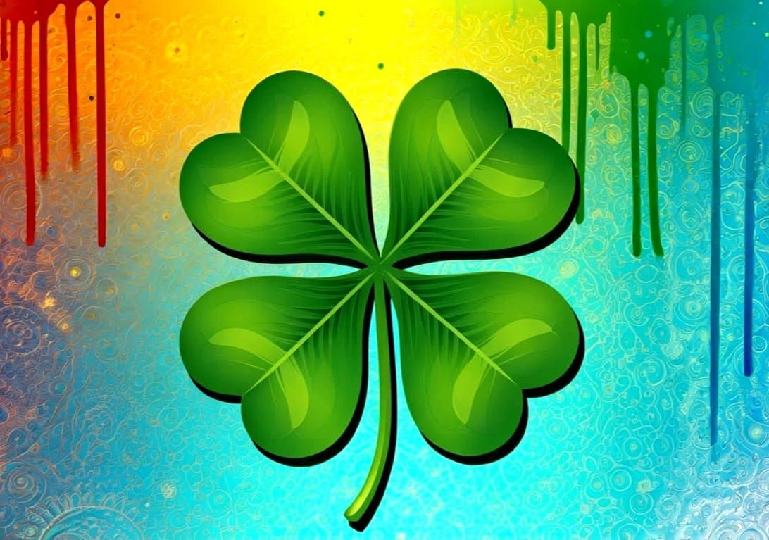 Four Leaf Clover in Colorful Graffiti Art