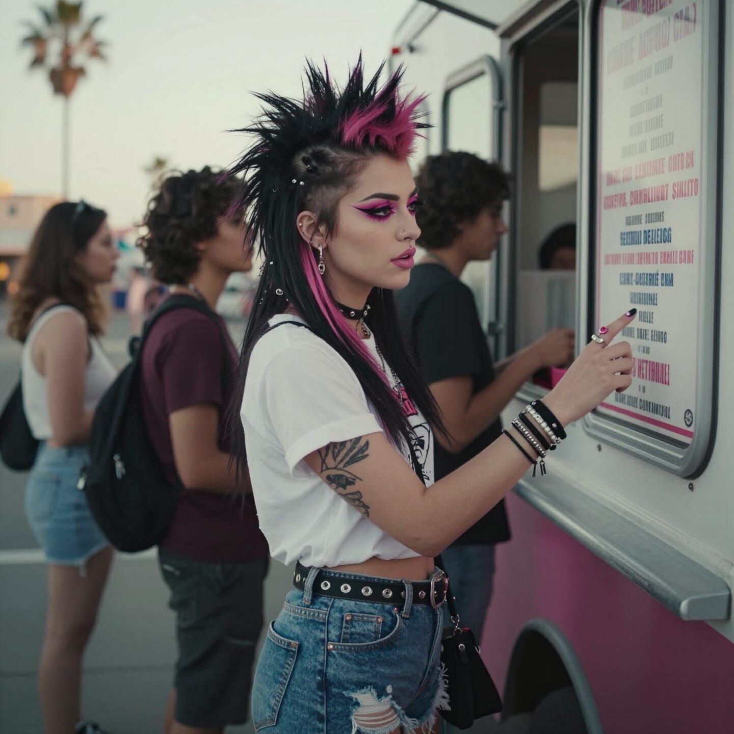 Punk Woman with Pink Hair at Venice Beach