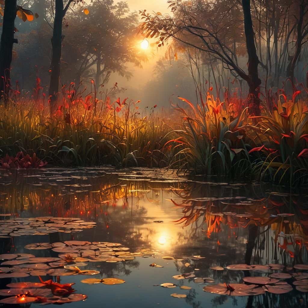 Dreamy Autumn Thicket in Soft Focus Airbrushing