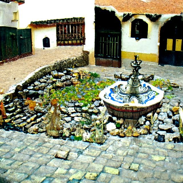 Spanish Fountain in Village Courtyard