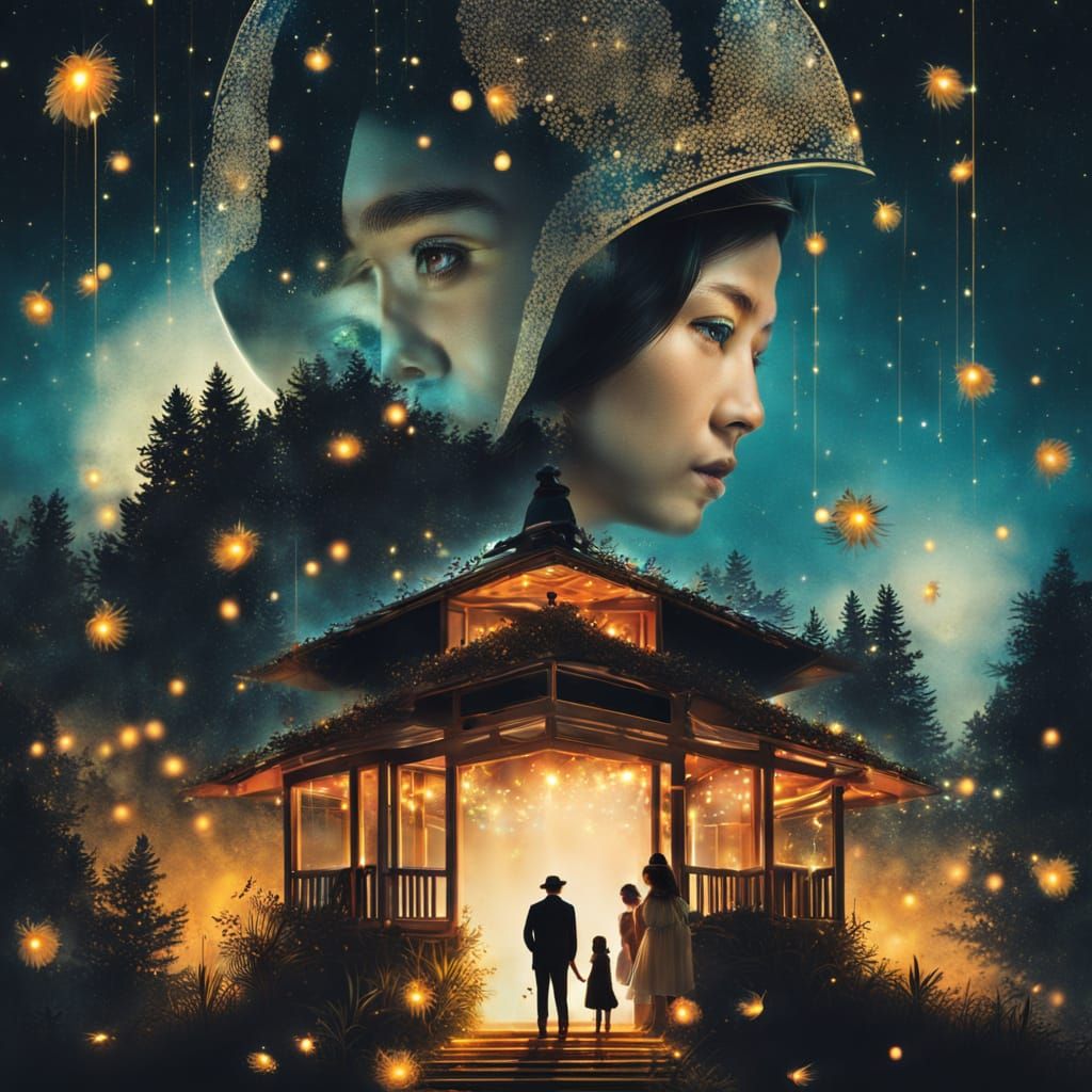 Man and Woman Surrounded by Fireflies