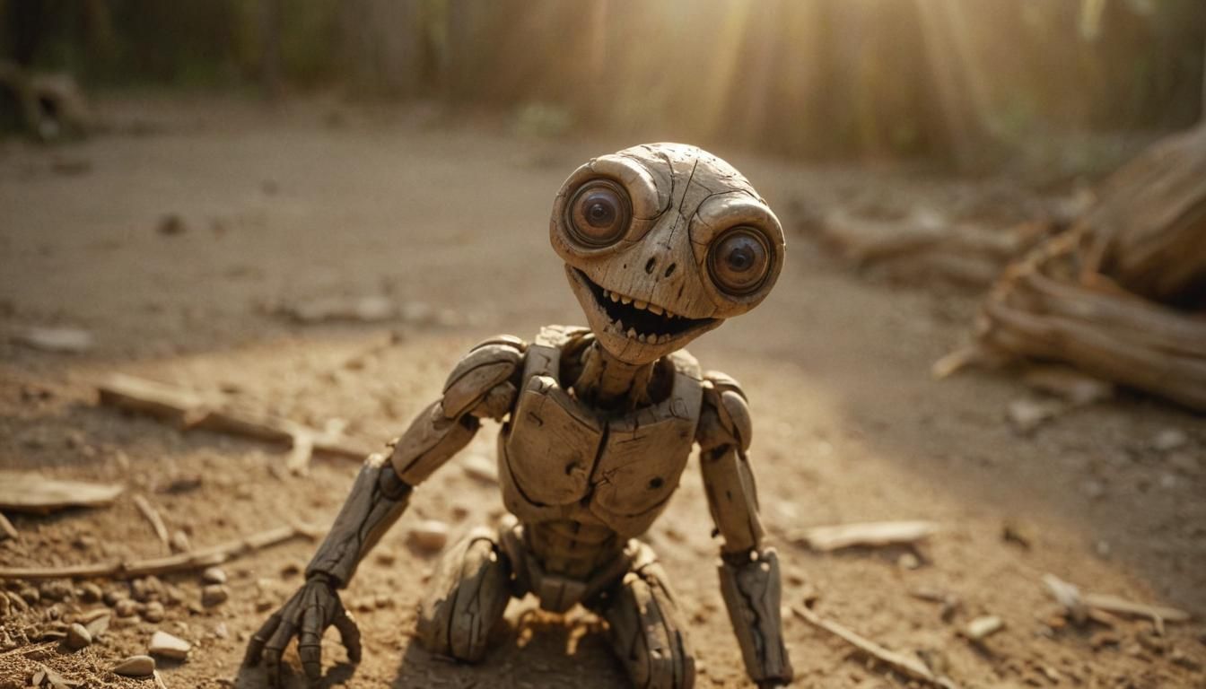 Creepy Antique Toy with Glowing Eyes