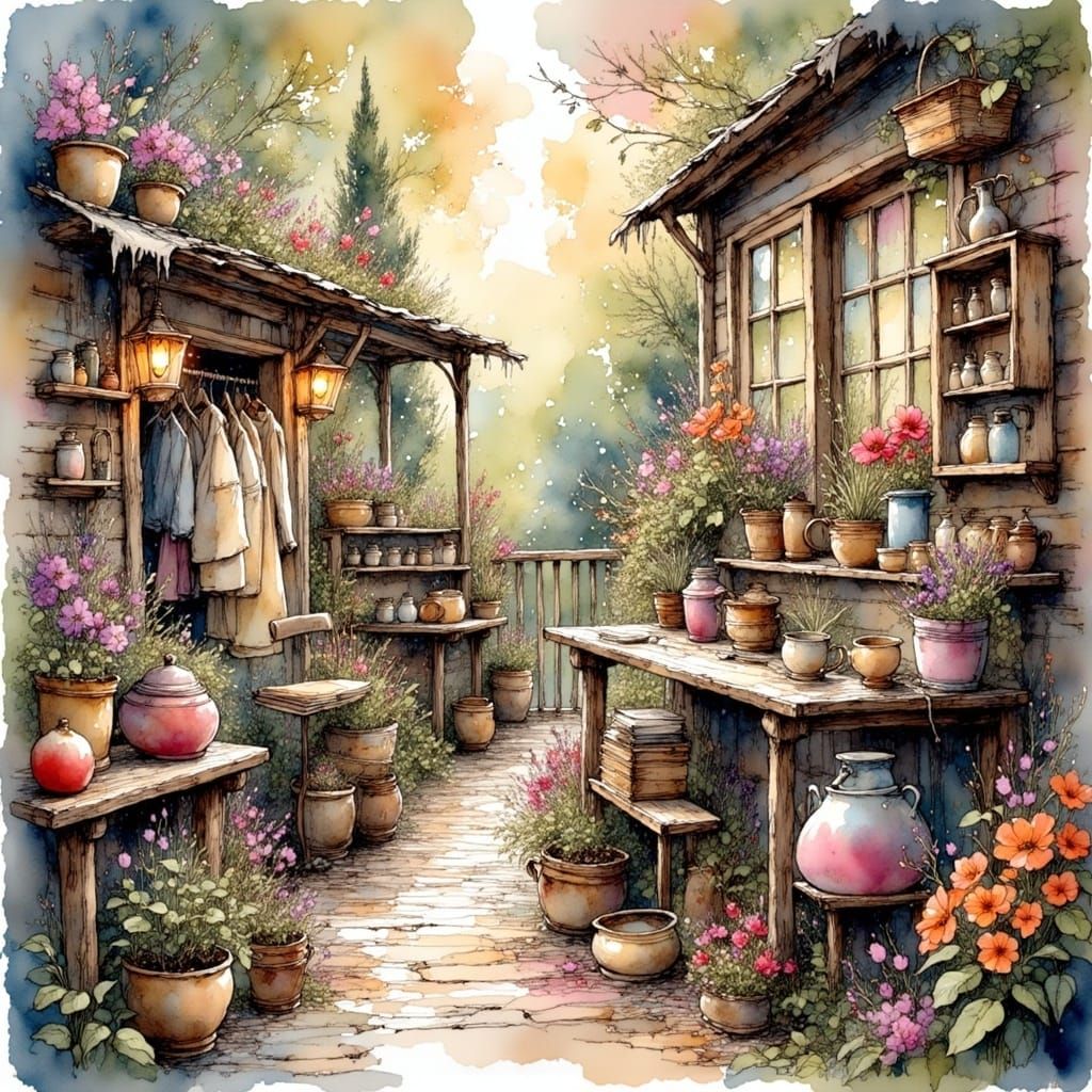 Surreal Landscape in Whimsical Ink Style