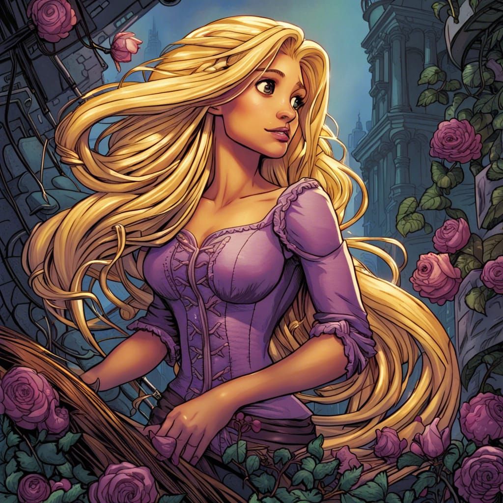 Rapunzel in Comic Book Art Style