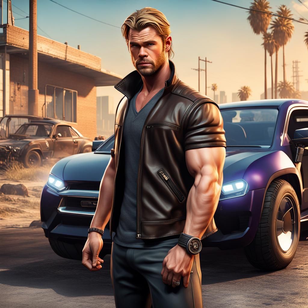 Chris Hemsworth as GTA Character in Dynamic Style
