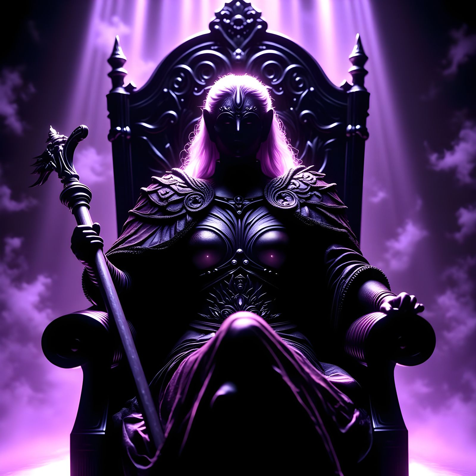 Terrifying Norse Goddess Frigg in Blacklit Style