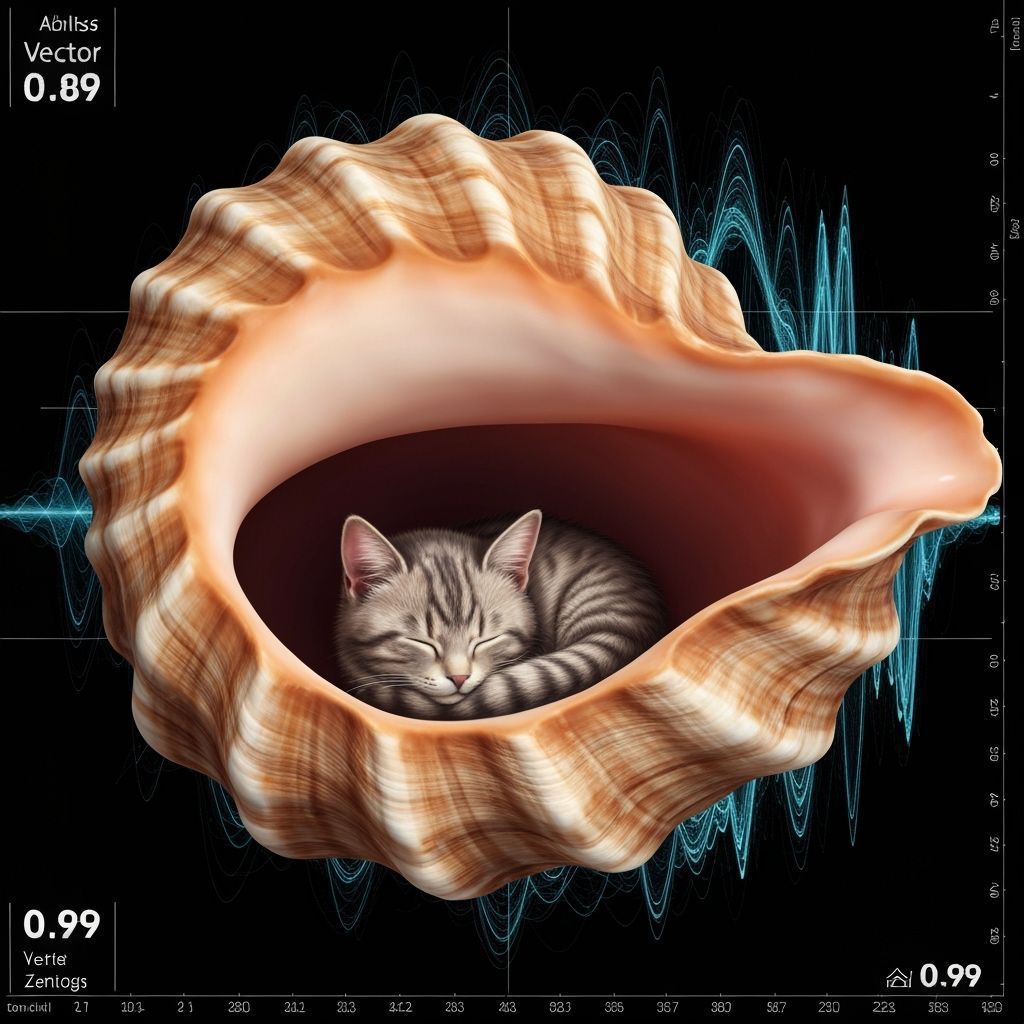 Cat Nap in Giant Conch Shell: Abstract Fractal Art