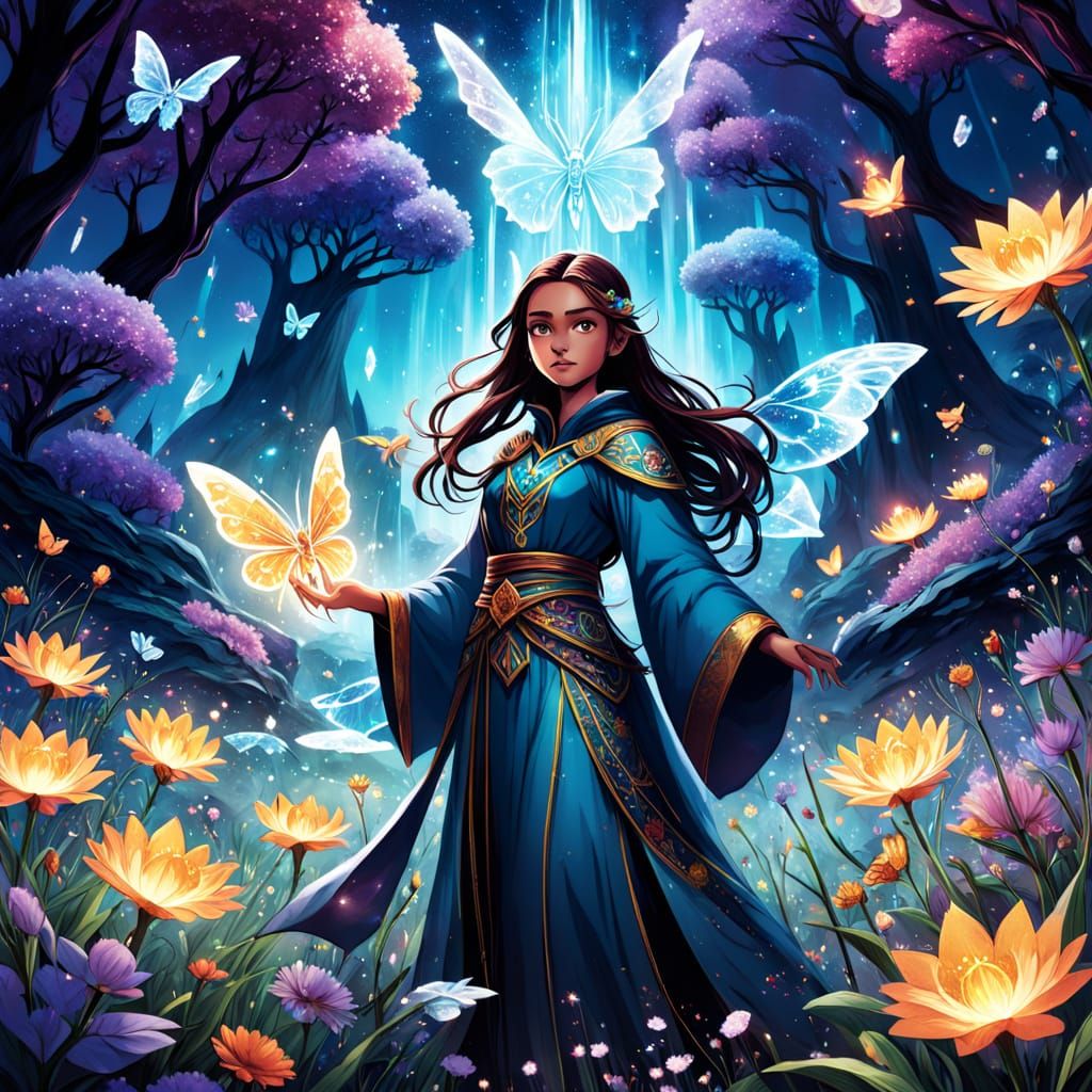 Magical Meadow at Twilight: Fantasy Video Game Cover