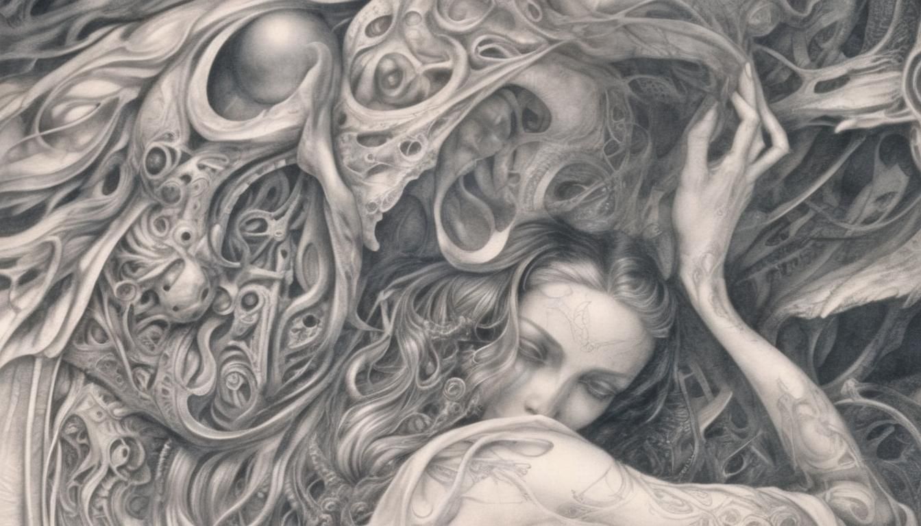 Semele: Mystical Goddess Portrait in Pencil Drawing Style