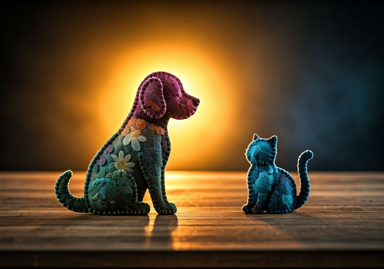 Hyperrealistic Felt Cat and Dog Silhouettes