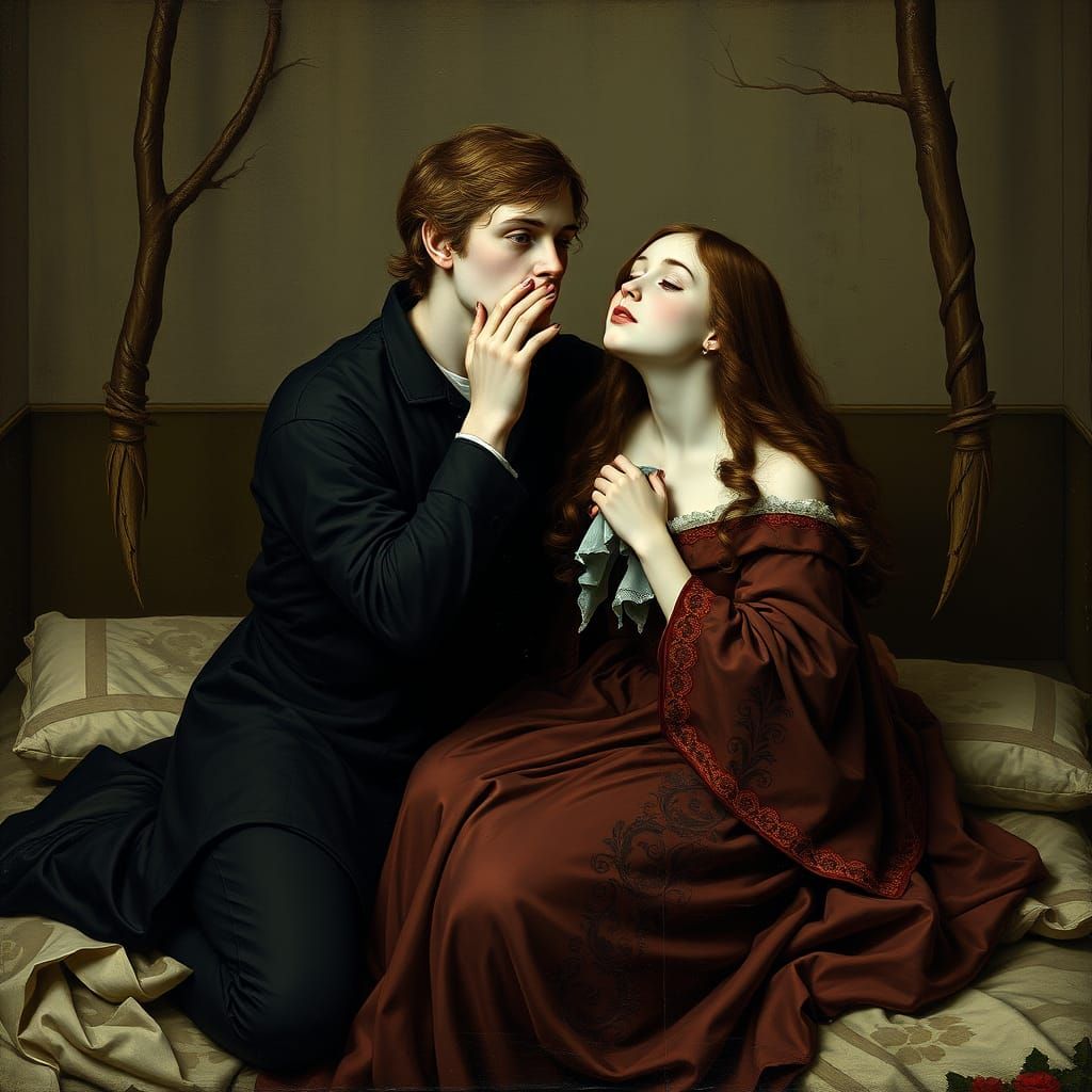 Dark Gothic Portrait in Anime Style