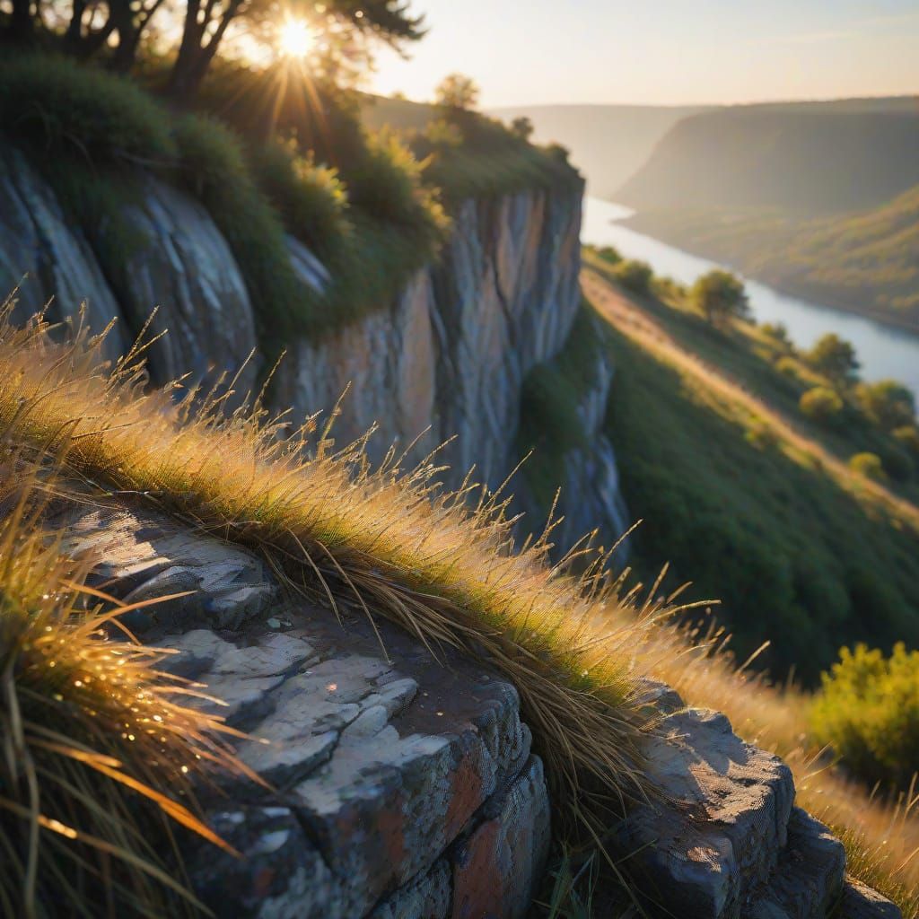 Cliff Edge at Golden Hour in Cinematic Style