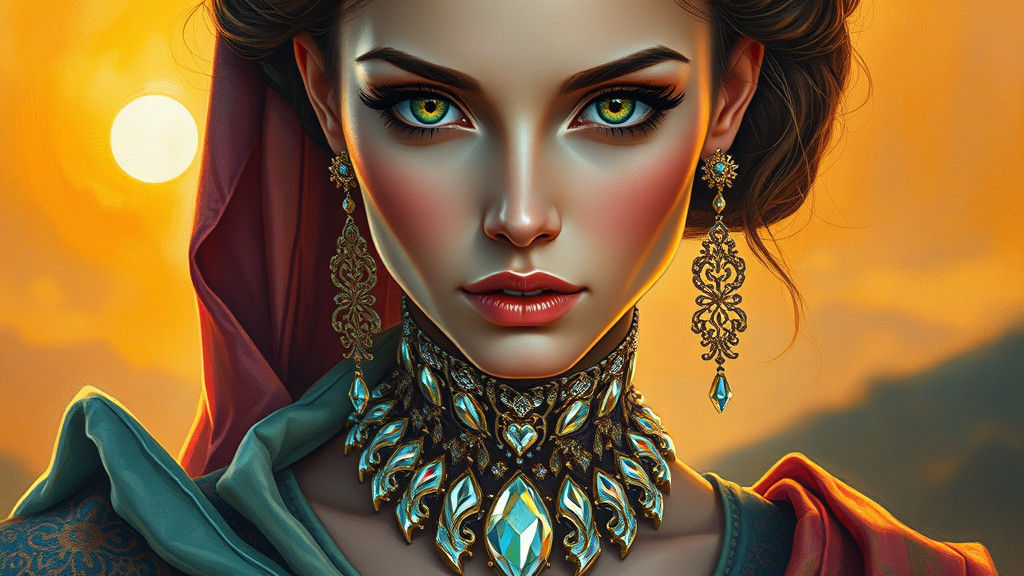 Beautiful Woman Portrait with Futuristic Jewelry