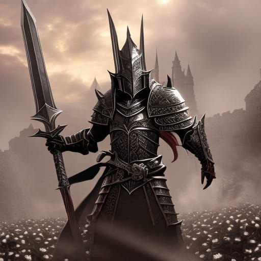 Unholy Paladin in Crimson Armor on Roses