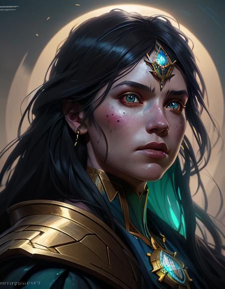 Power Gem Sorceress Portrait in Artstation Style