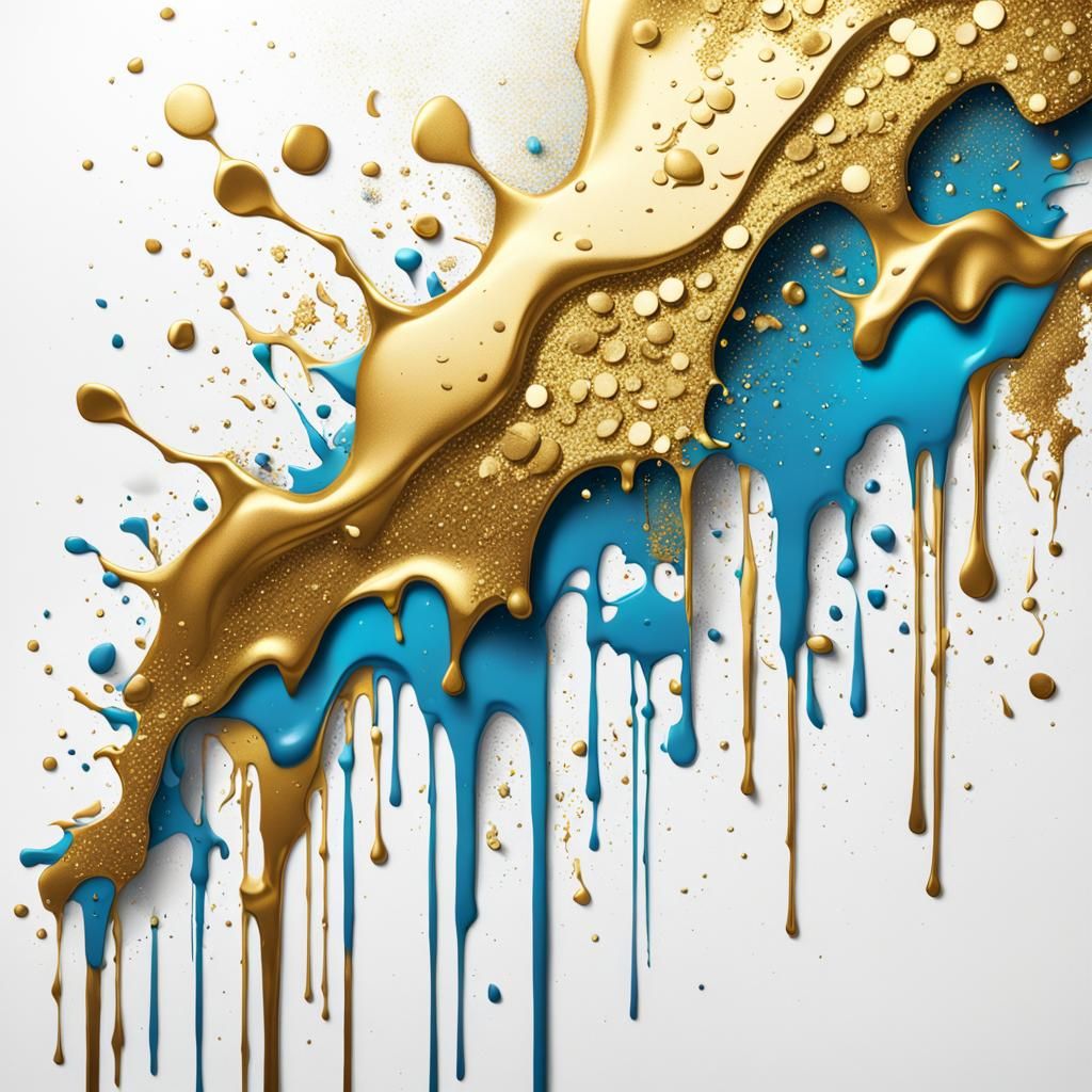 Dynamic Gold Glitter Graffiti Art on White