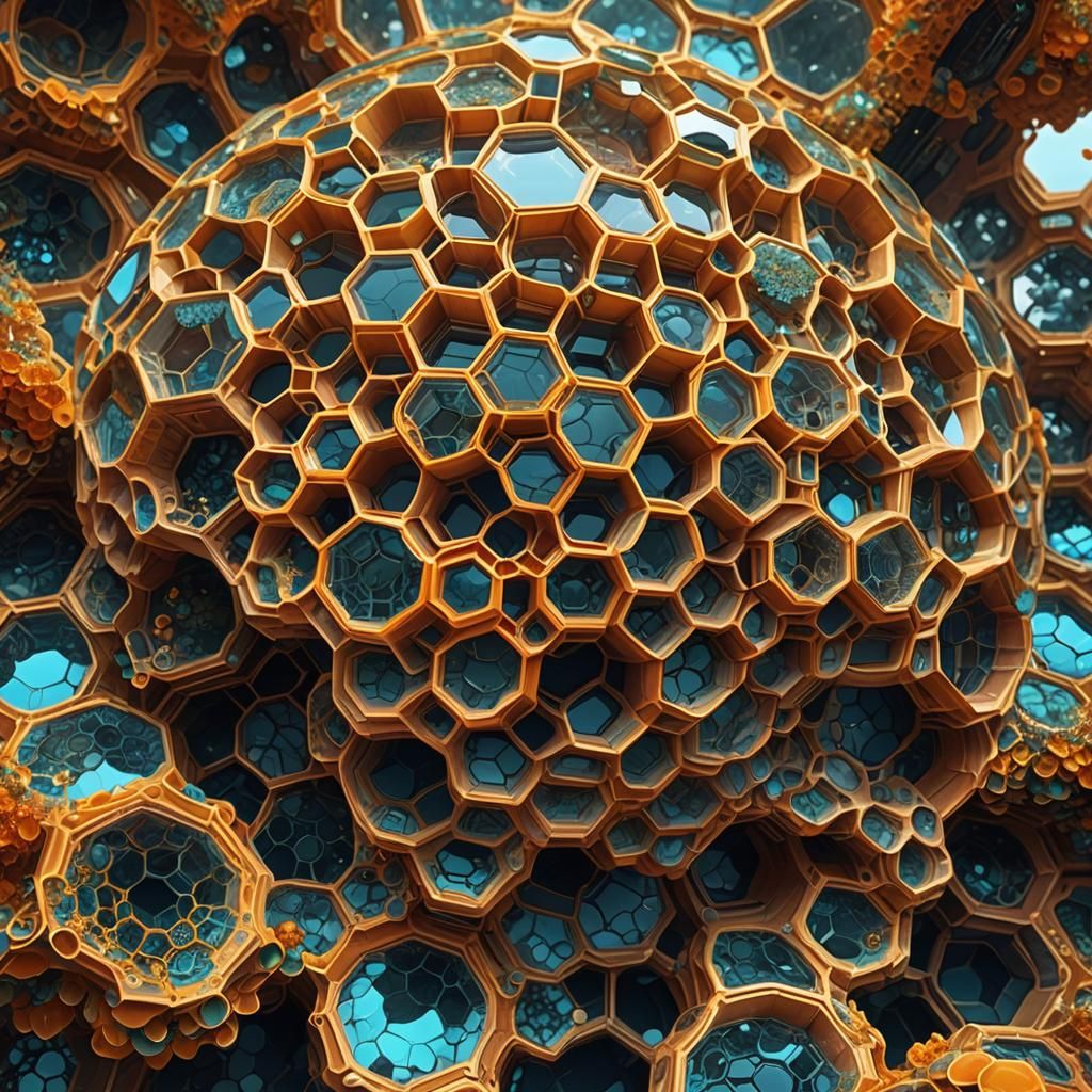 Gigantic Glass Honeycomb with Fractal Patterns