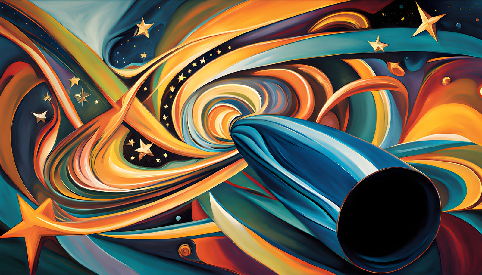 Surreal Cosmic Odyssey in Vibrant Oil Painting Style