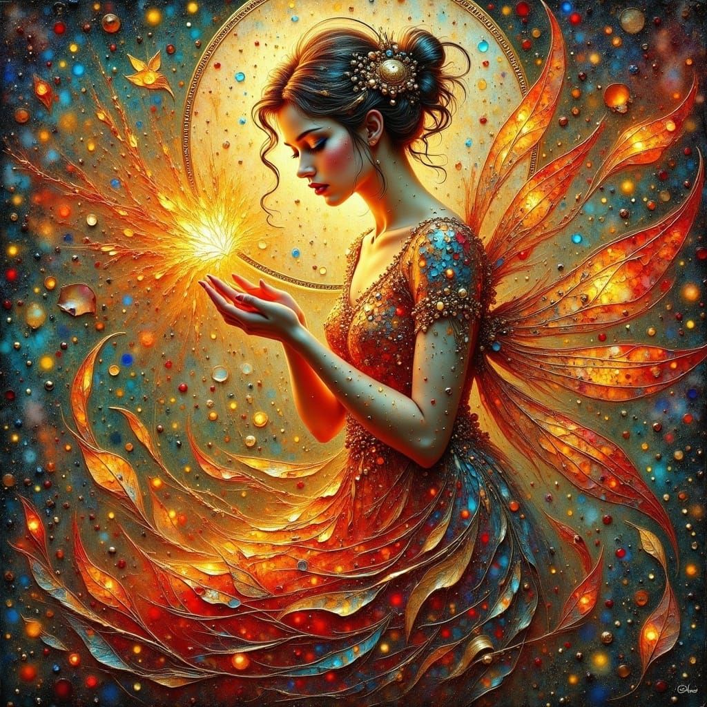 Mystical Fae Goddess in Golden Splendor