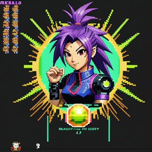 Robotic 8-Bit Heroine Pixel Art Portrait
