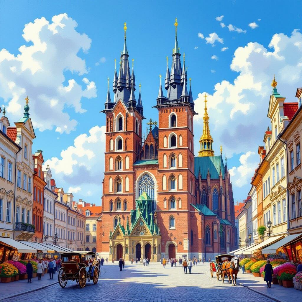 St. Mary's Basilica, Kraków: Gothic Architecture in Golden L...