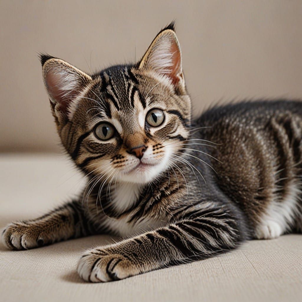 Whimsical Feline Portrait in Muted Tones