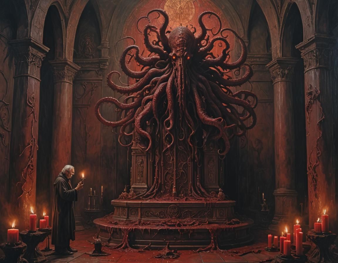 Shub Niggurath on Altar as Oil Painting
