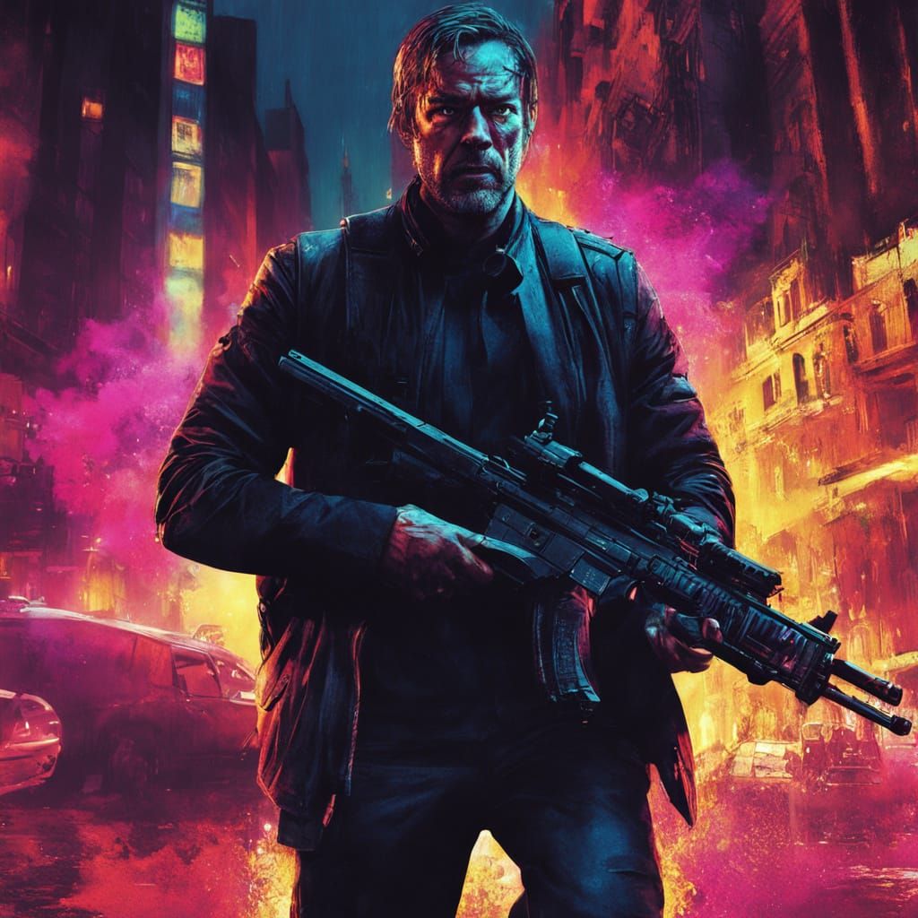 Assassin in Neon Shadows: A Cinematic Poster