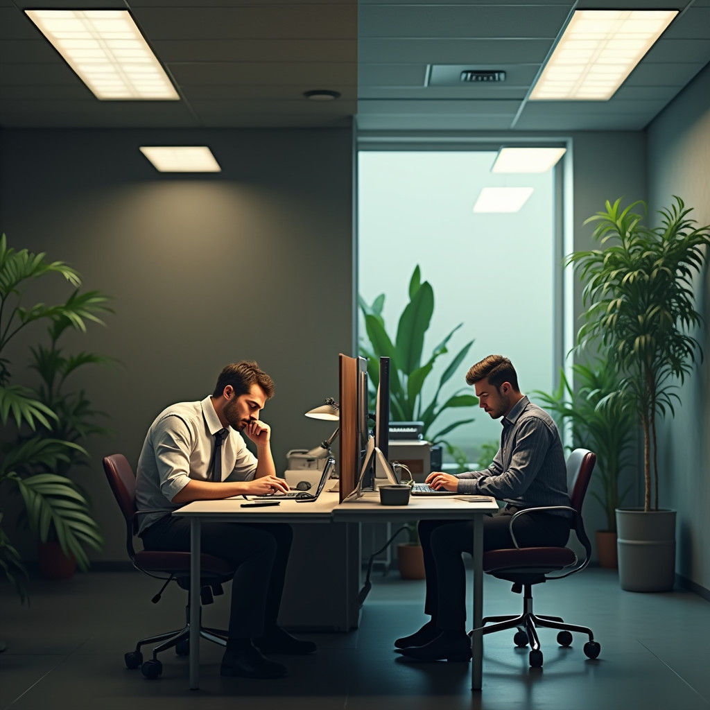 Office Worker vs. Entrepreneur: A Split-Screen Contrast