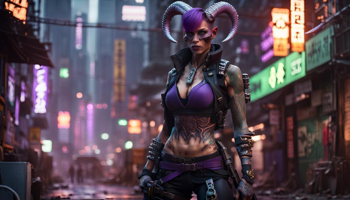 Tiefling Street Samurai in Hong Kong's Cyberpunk Underworld