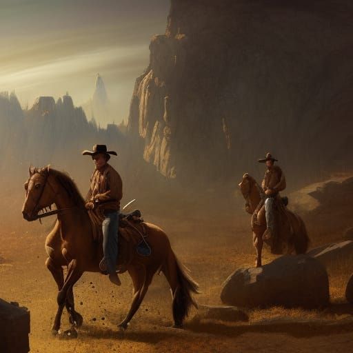 Cowboy Standoff in Detailed Matte Painting