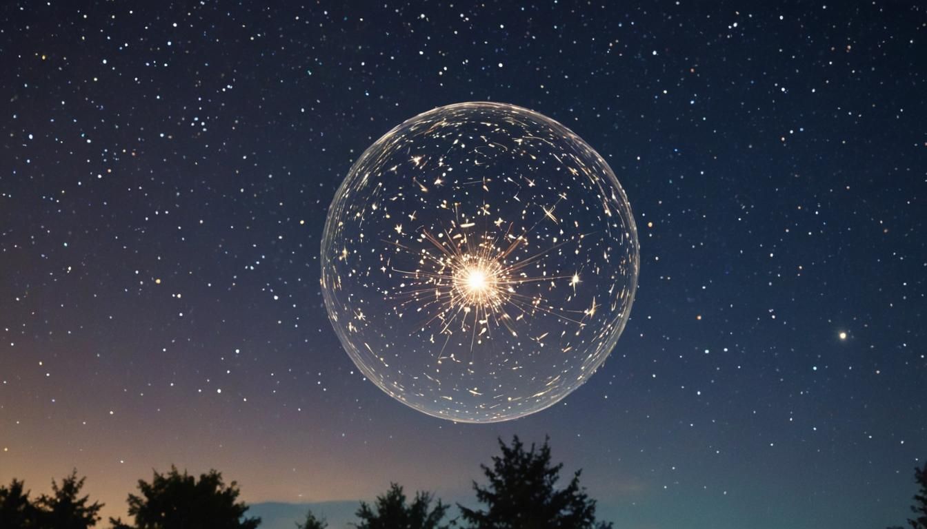 Ethereal Orb in Starry Night Sky: Digital Art