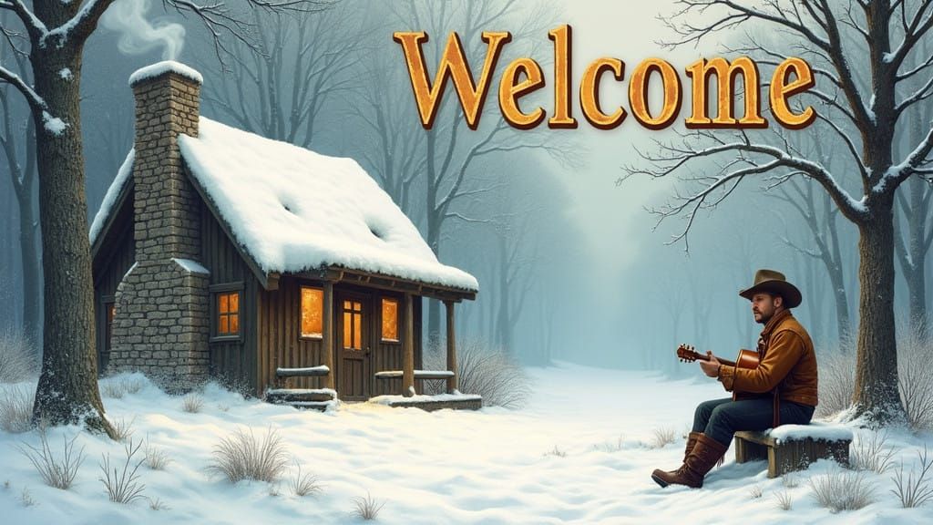 Warm Winter Retreat in a Snowy Forest Hut Scene