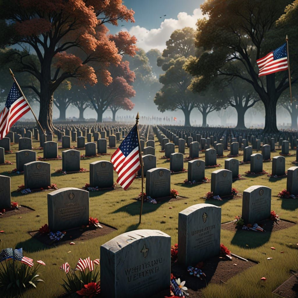 Veterans Day American Flag Graves Matte Painting