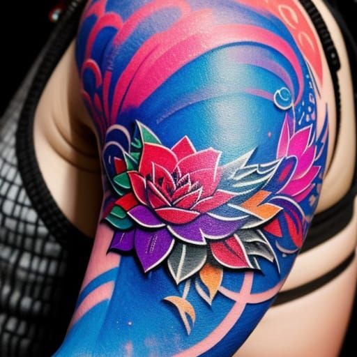 Arm Tattoo Close-Up: Vibrant Digital Art
