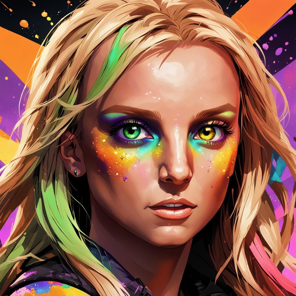 Colorful Portrait of Britney Spears' Eyes