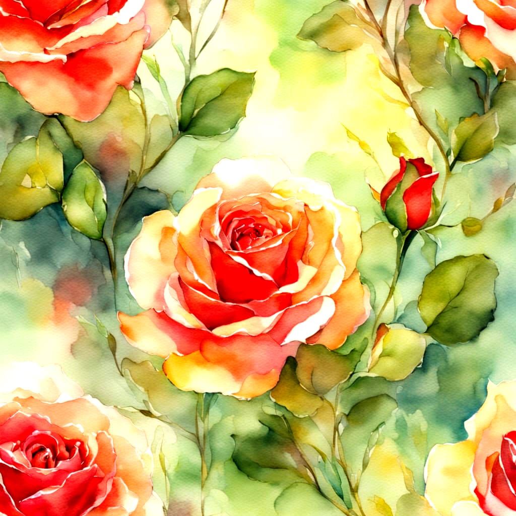 Close-Up Red Rose Watercolour Painting