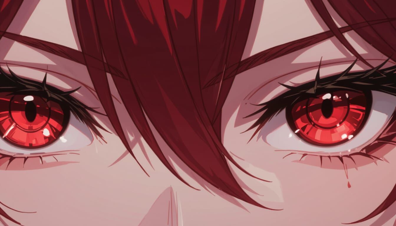 Intense Anime Devil Eyes with Crimson Slit Pupils