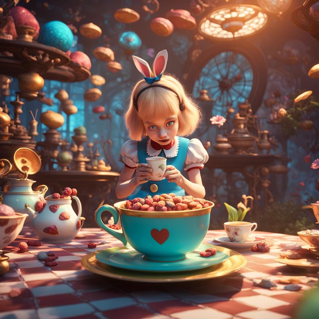 Alice in Wonderland Reimagined: Pixar-Style 3D Art