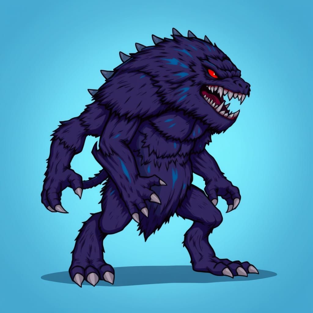Dark Fantasy Monster in Whimsical Cartoon Style