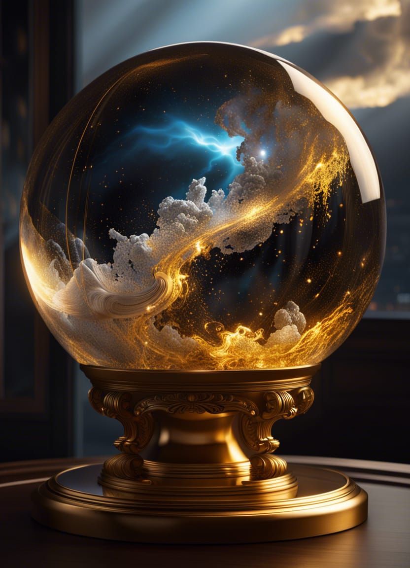 Lightning Storm Trapped in Glass Sphere: Hyperrealistic Conc...