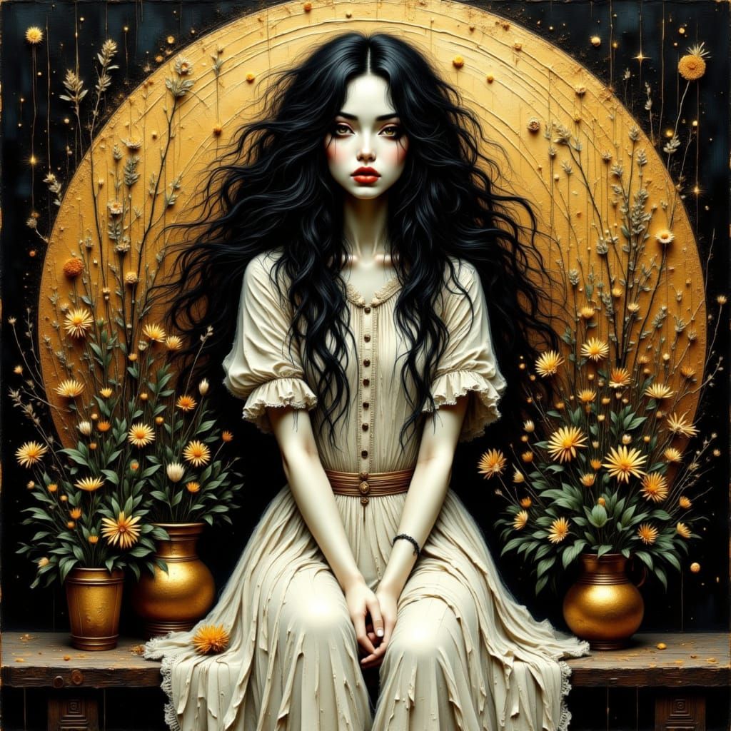 Gothic Priestess Oracle Portrait in Ethereal Dreamscape