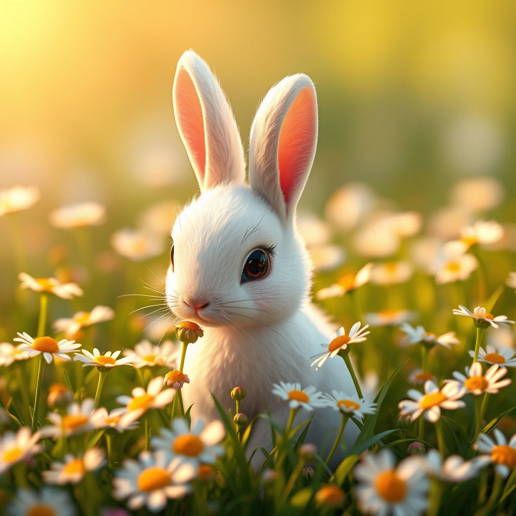 Whimsical Bunny in Enchanted Meadow