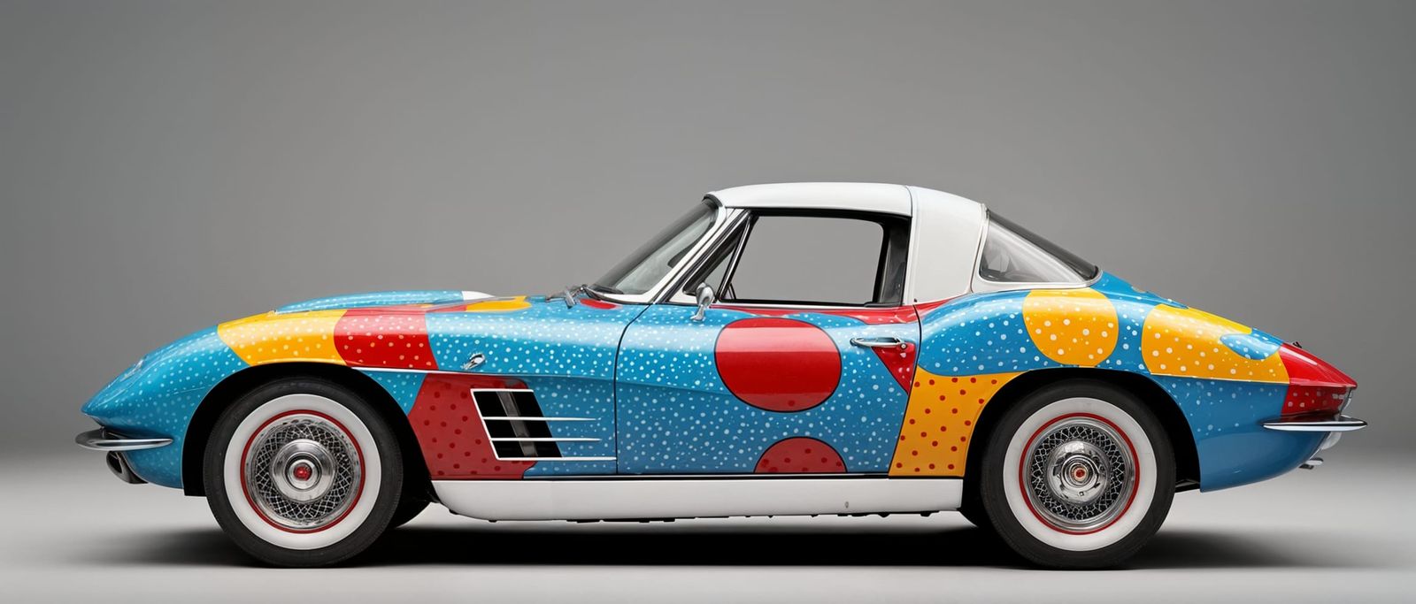 Polka Dot Corvette: Abstract Pop Art Side View